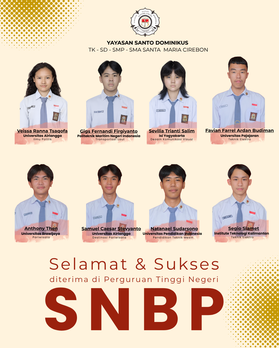 Siswa SMA Santa Maria 1 Cirebon Lolos SNBP. Harumkan Nama Sekolah